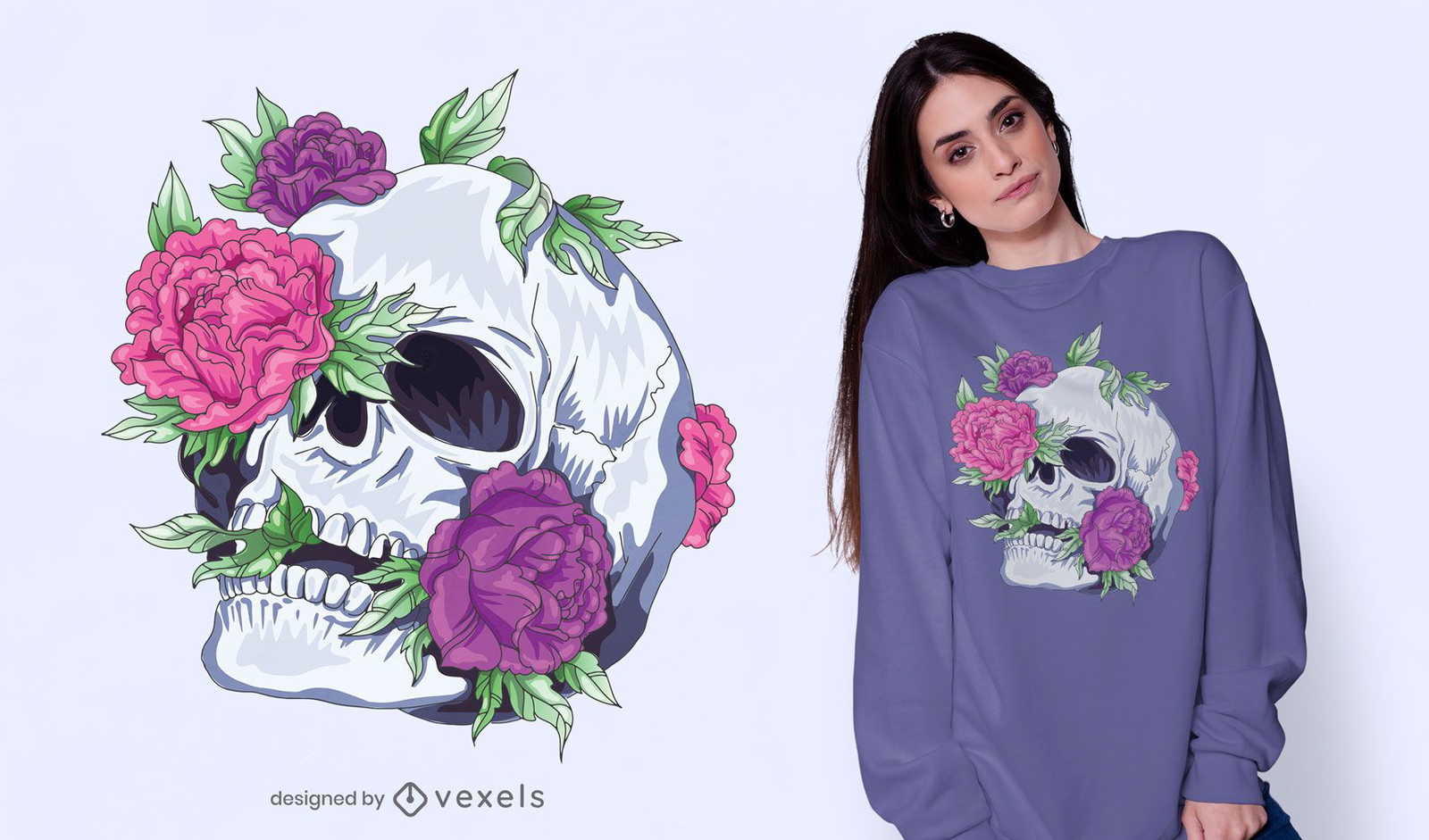 Floral skull t shirt hotsell