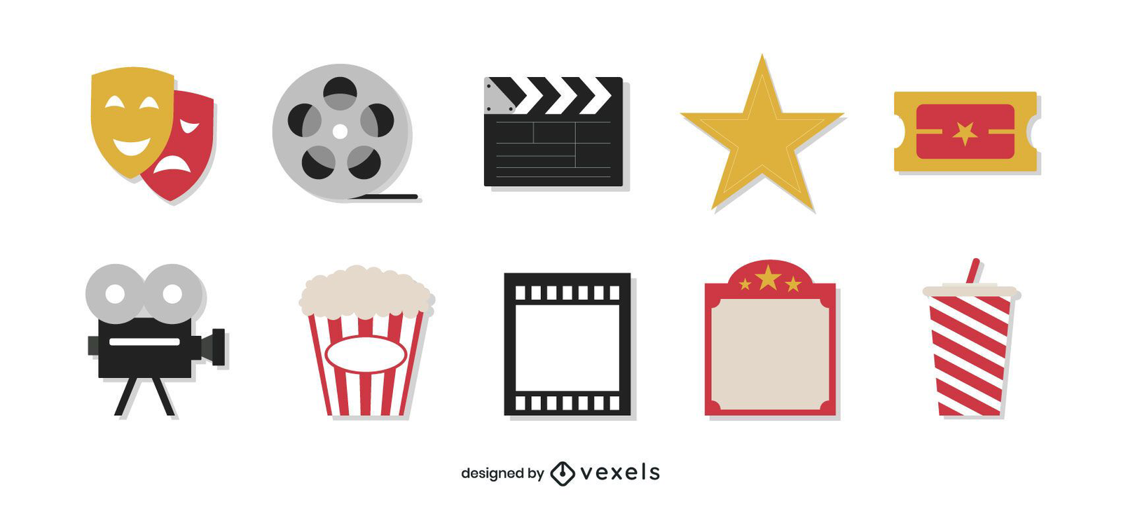 movie-elements-flat-set-vector-download