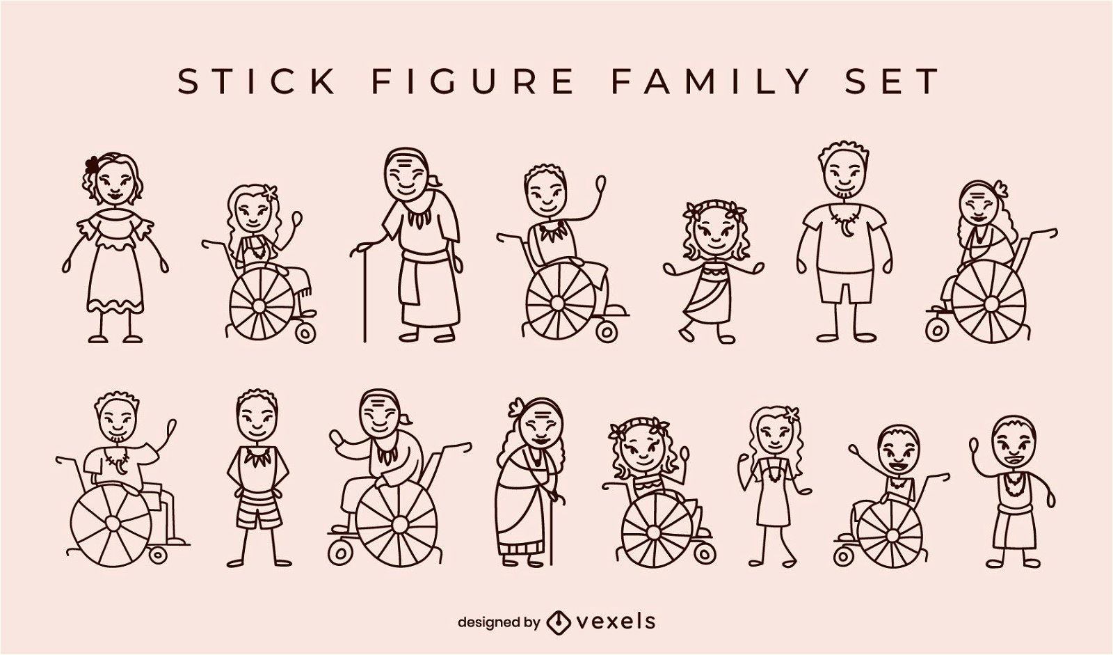 stick figure family vector
