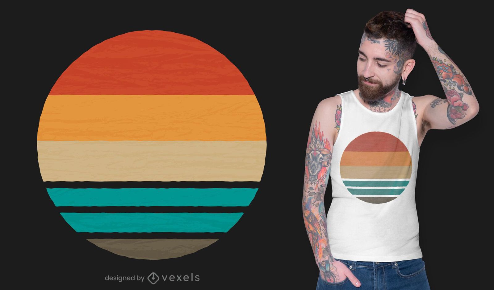 Retro Vintage Sunset T-Shirt Design