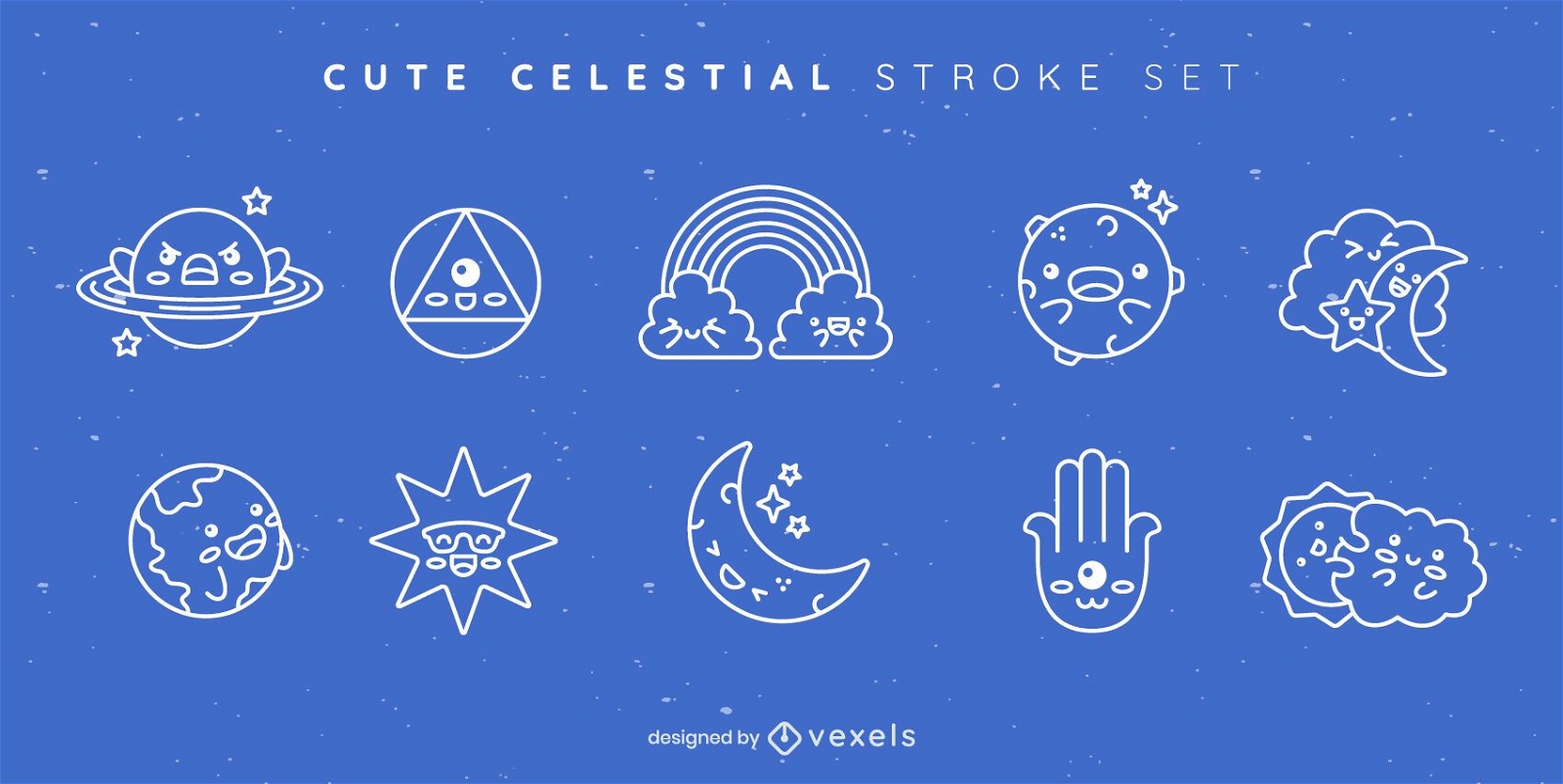 Cute Celestial Stroke Set Vector Download