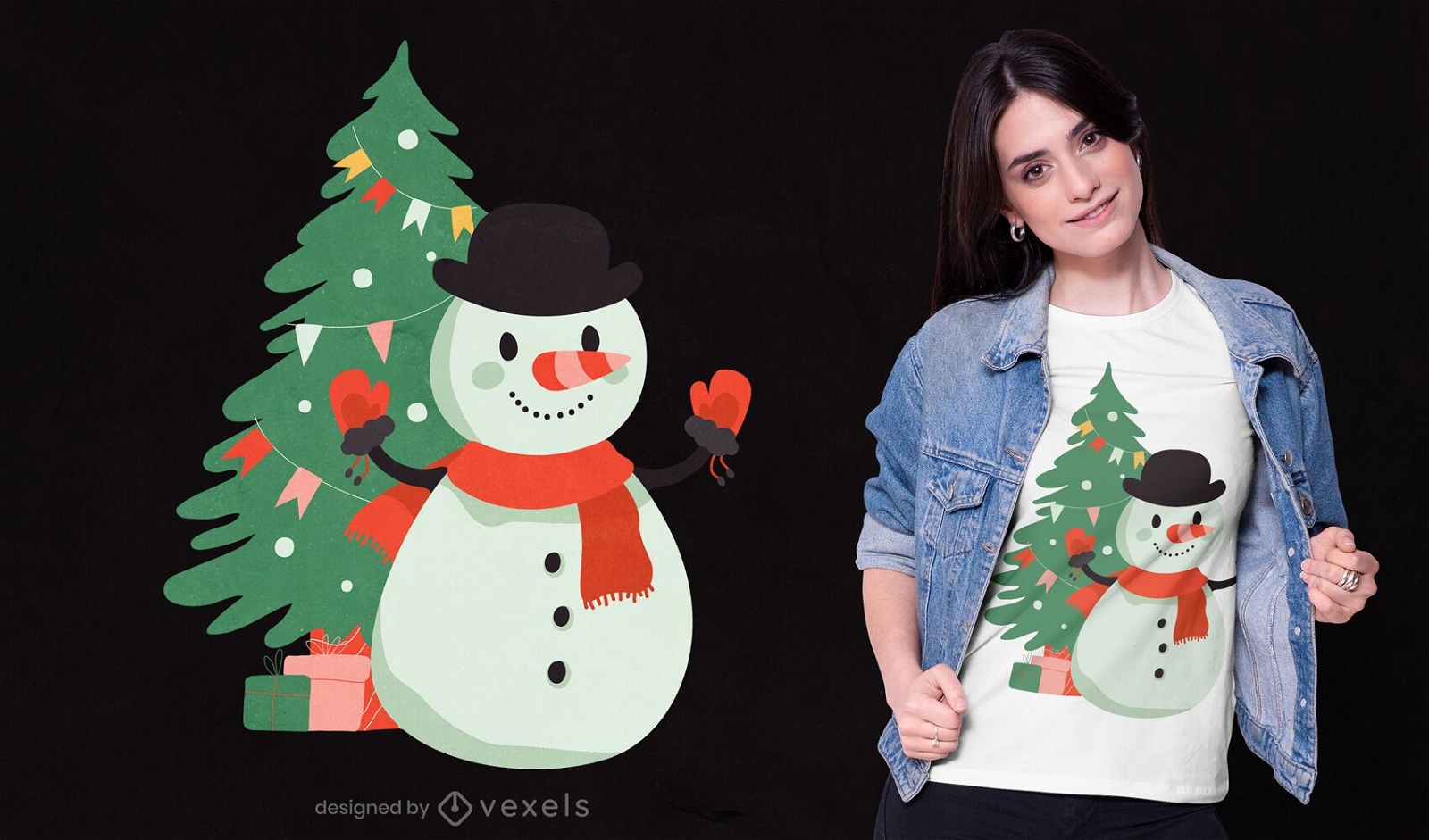Glorioso mediodía Personal Descarga Vector De Diseño De Camiseta De árbol De Navidad De Muñeco De Nieve