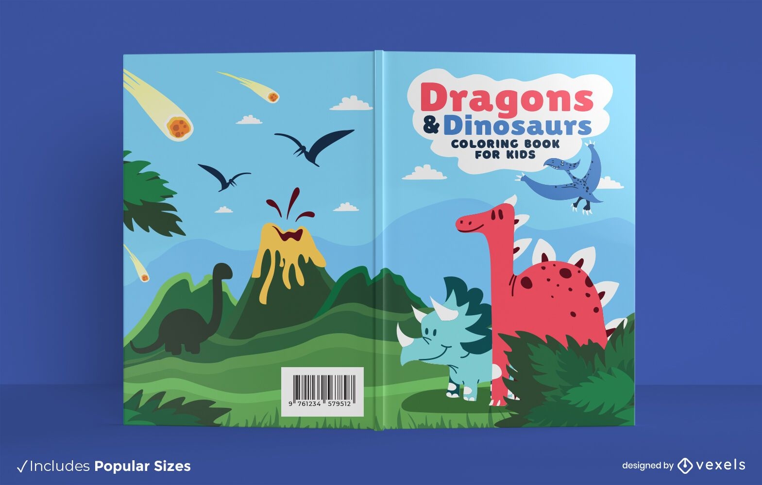 Descarga Vector De Diseño De Portada De Libro De Dragones Y Dinosaurios