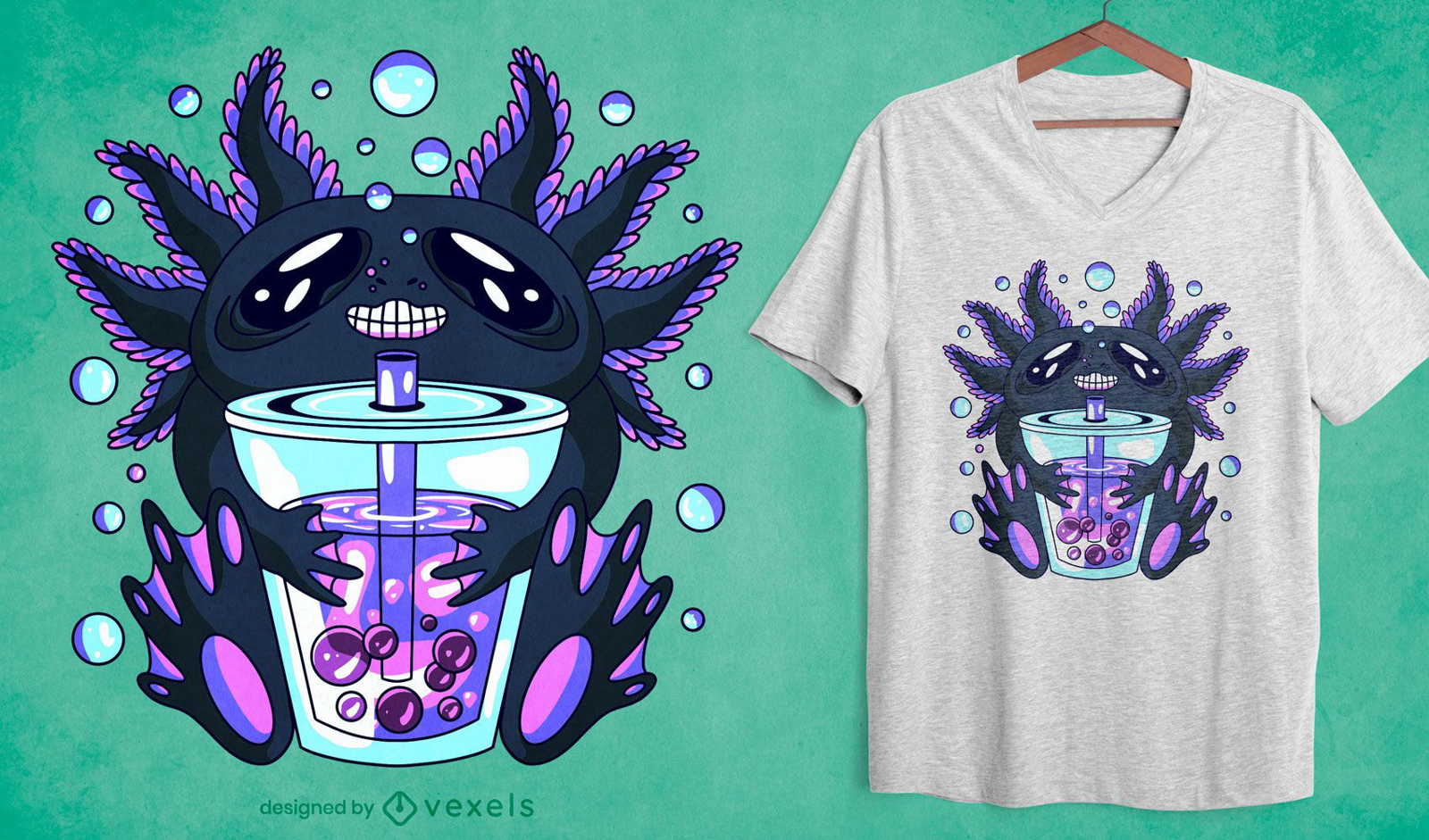  Big Axolotl Bubbletea Premium T-Shirt : Clothing