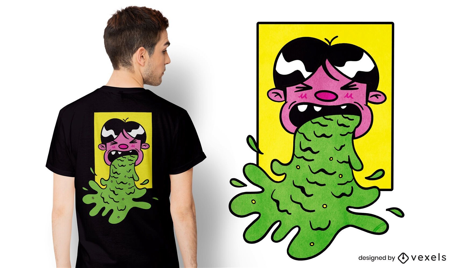 Cartoon Vomit T-shirt Design Vector Download