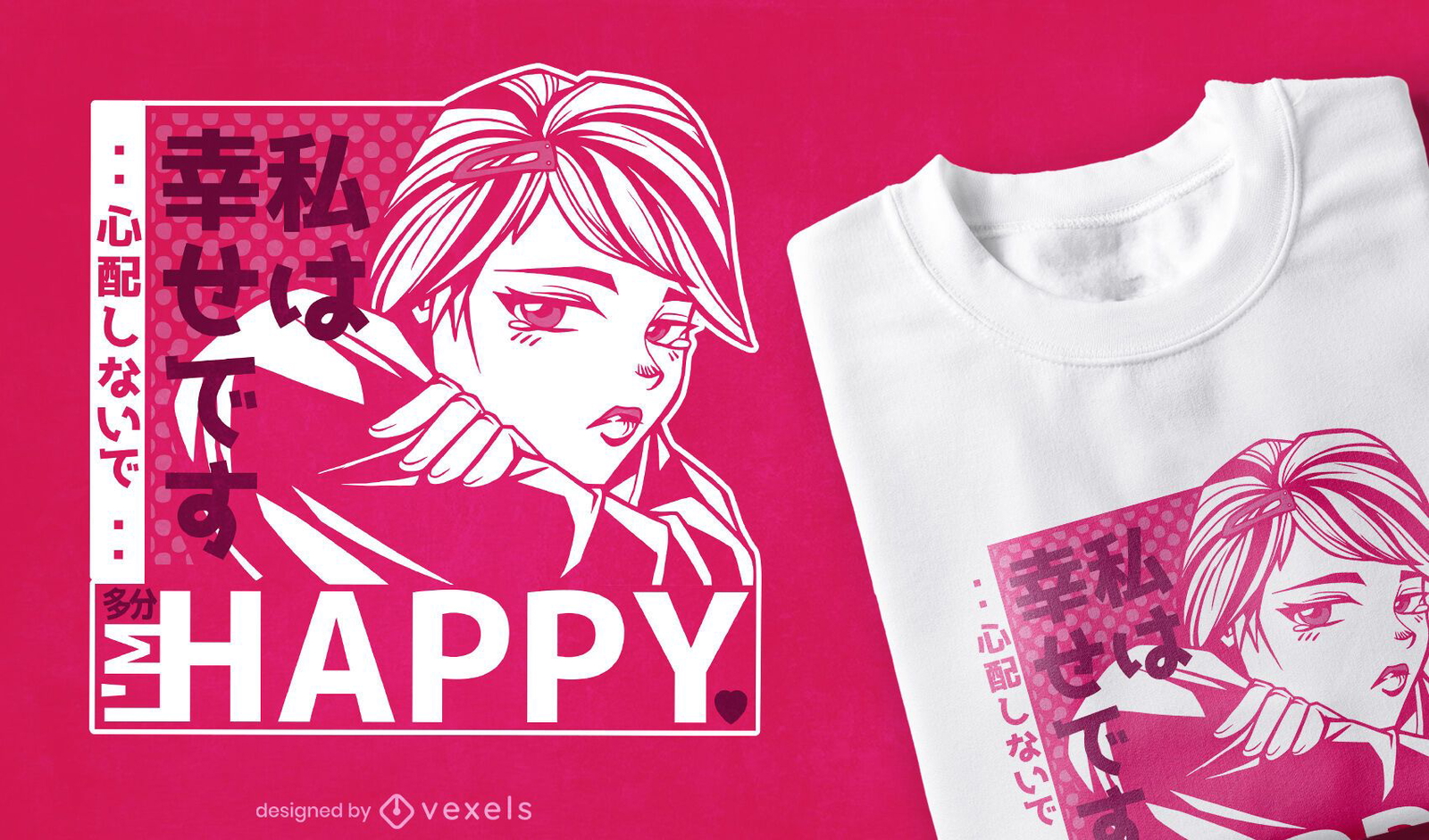 Sad Anime Girl T-shirt Design Vector Download