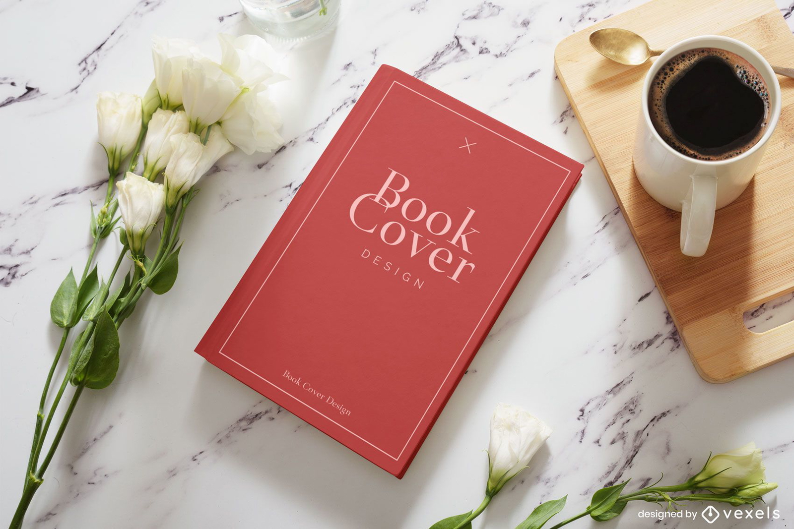 Coffee Book Cover Mockup Composition Vector Download