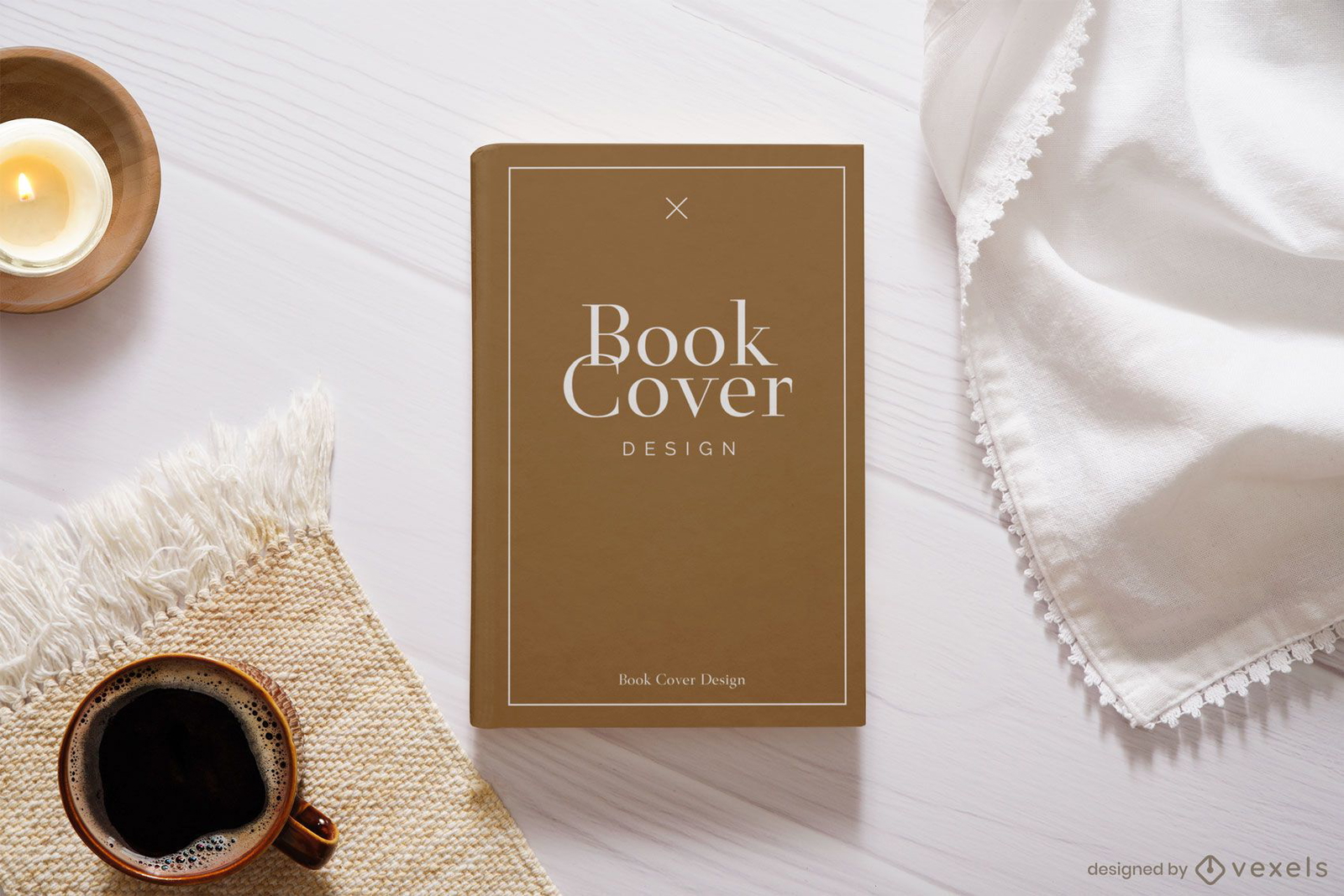 Book Cover Coffee Mockup Composition Vector Download
