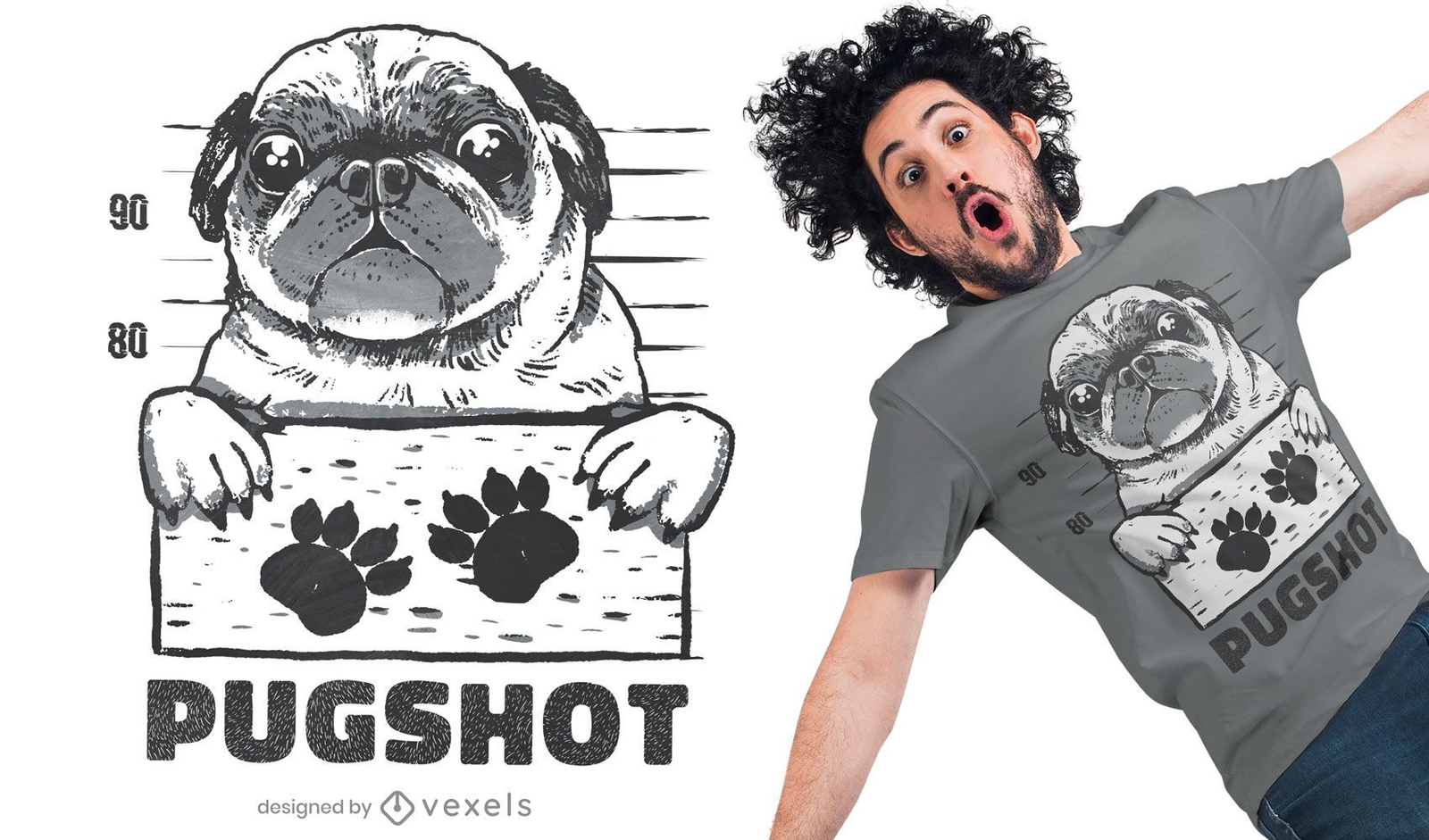 Descarga Vector De Diseno De Camiseta Pugshot