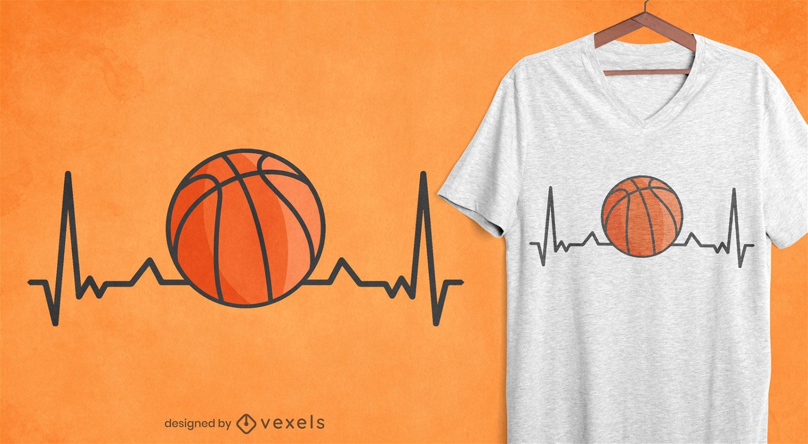 Basketball Heartbeat T-shirt Design Vector Download