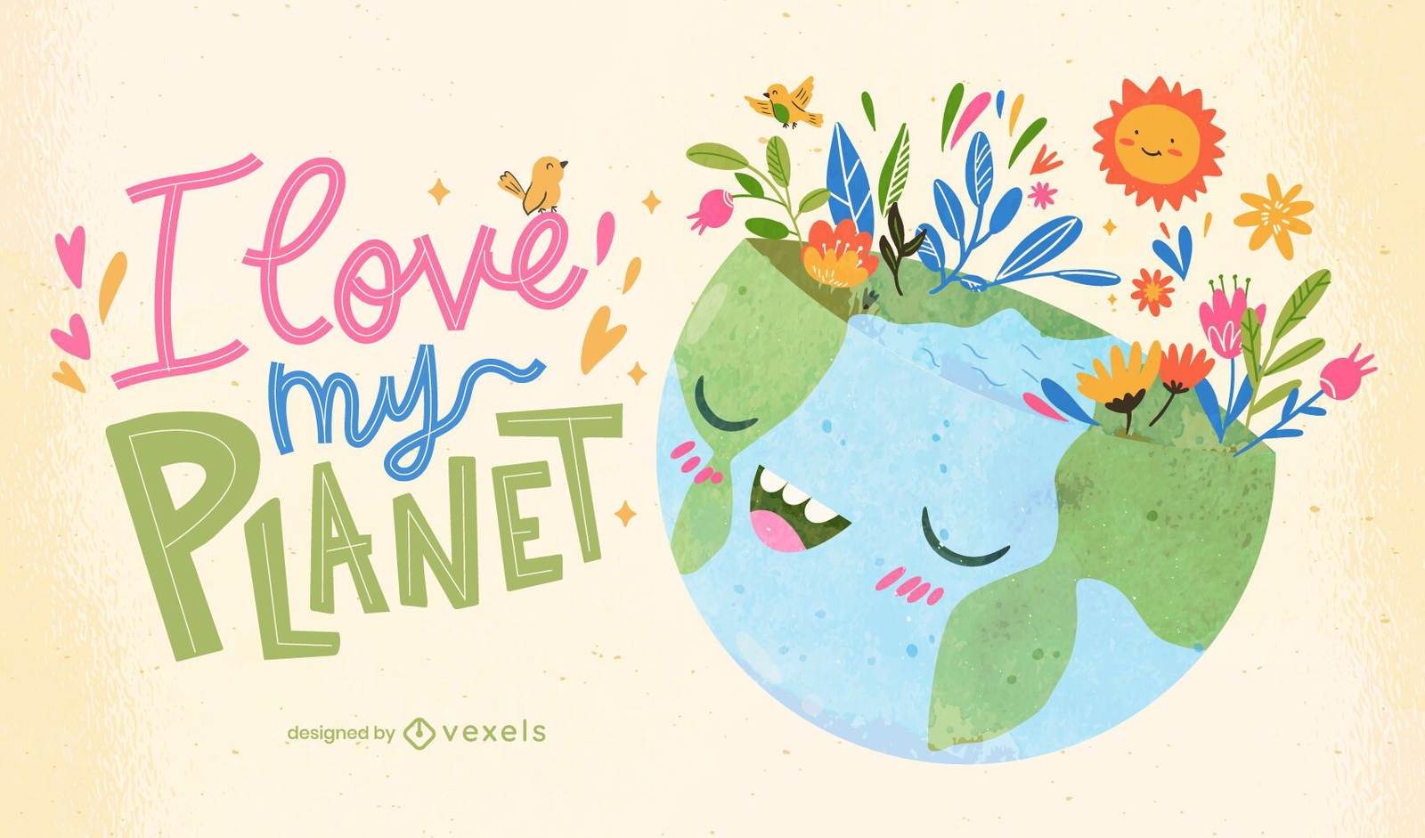 Love My Planet Illustration Vector Download