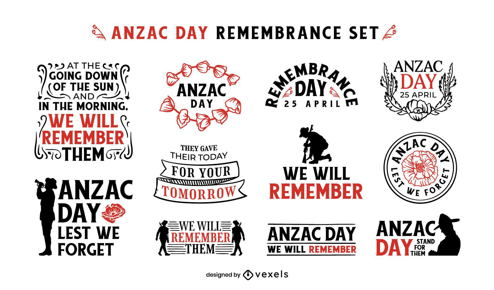 Anzac Day Lest We Forget banner for 25 April Remembrance Day of