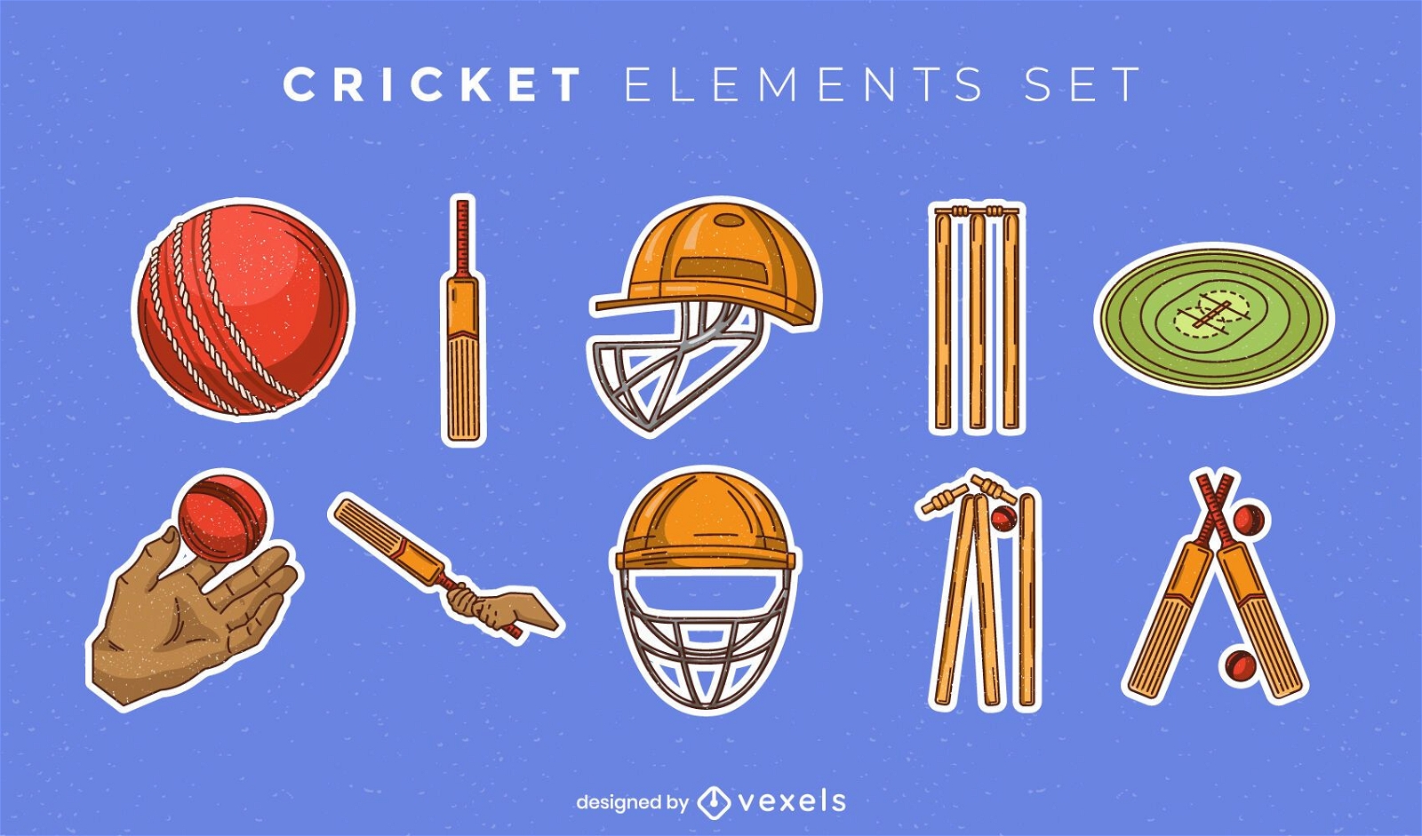 Premium Vector Cricket Equipment Set Sport Ball Wooden Bat Wicket