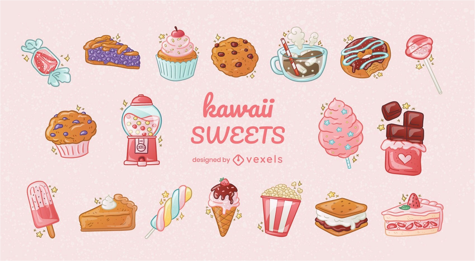 Desenhos Kawaii de Comidas para Colorir Donuts e Sorvete