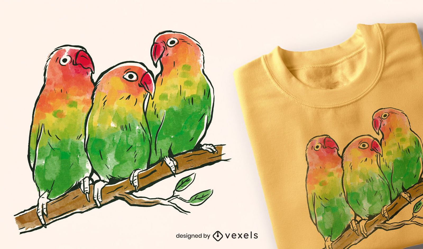 Parakeet Green Bird Animal T-shirt Design Vector Download