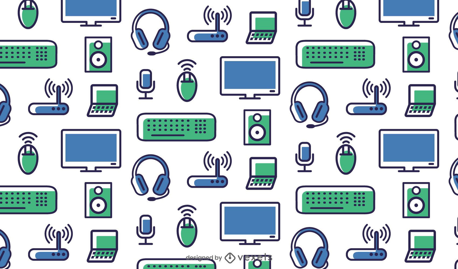 Computing Elements Seamless Pattern Vector Download