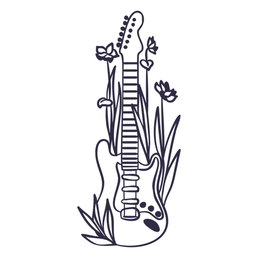 Guitarra elétrica com flores PNGGuitarra elétrica com flores PNG  