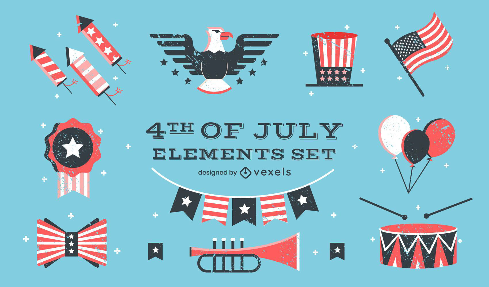 Fourth Of July American Celebration Element Set Vector Download