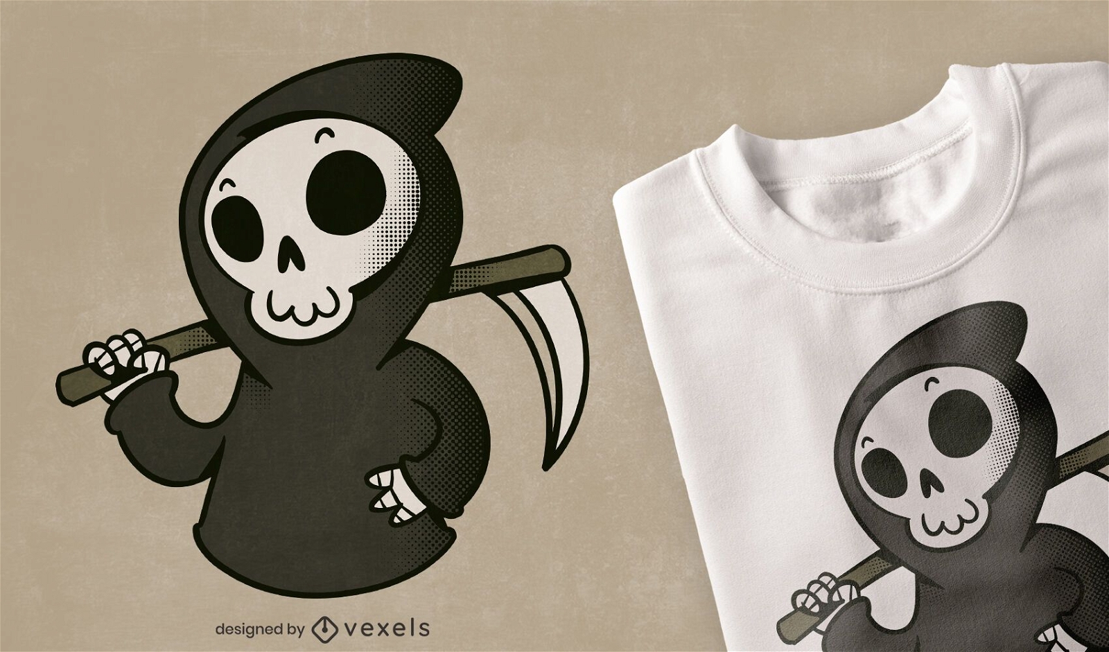 Descarga Vector De Lindo Diseño De Camiseta De Dibujos Animados De Grim  Reaper