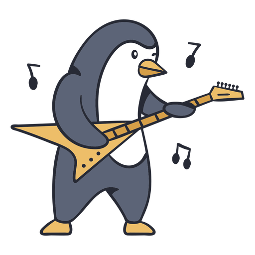 Niedlicher Pinguin-Gitarrenspieler-CartoonNiedlicher Pinguin-Gitarrenspieler-Cartoon  