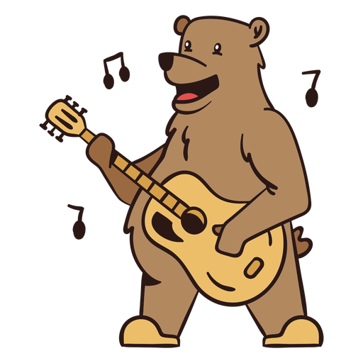 Cute Bear Guitar Player Cartoon ColorCute Bear Guitar Player Cartoon Color  