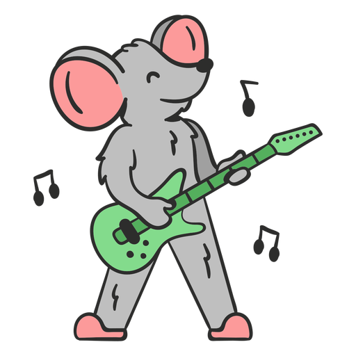 Cute Mouse Guitar Player Cartoon ColorCute Mouse Guitar Player Cartoon Color  