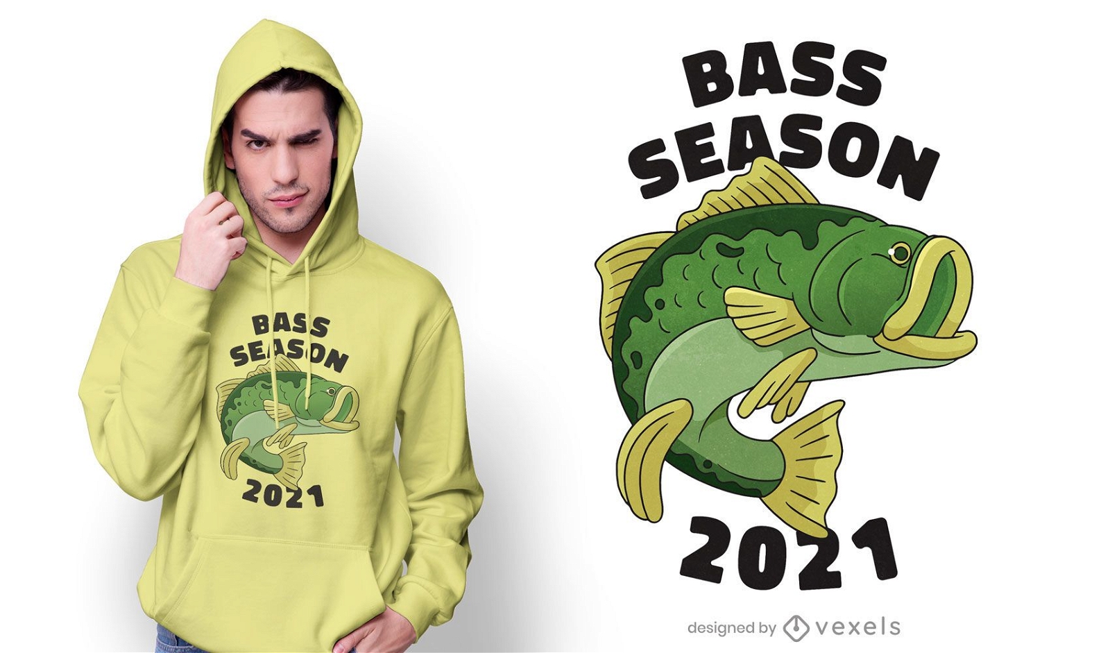 Bass Season Fishing T-shirt Design Vector Download