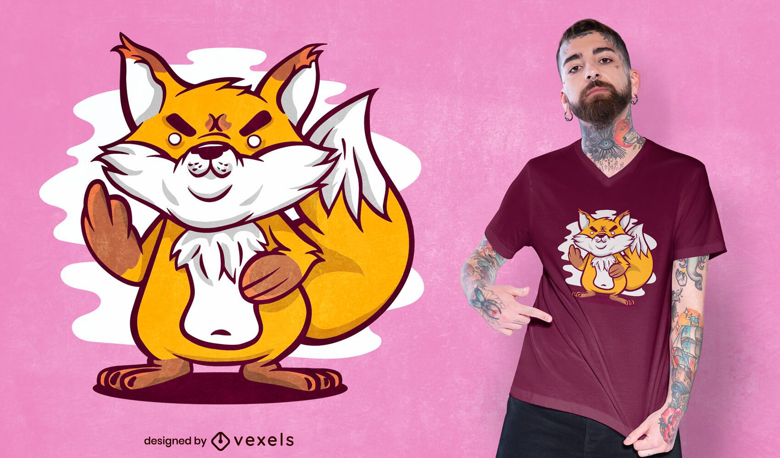 Middle Finger Fox T-shirt Design Vector Download