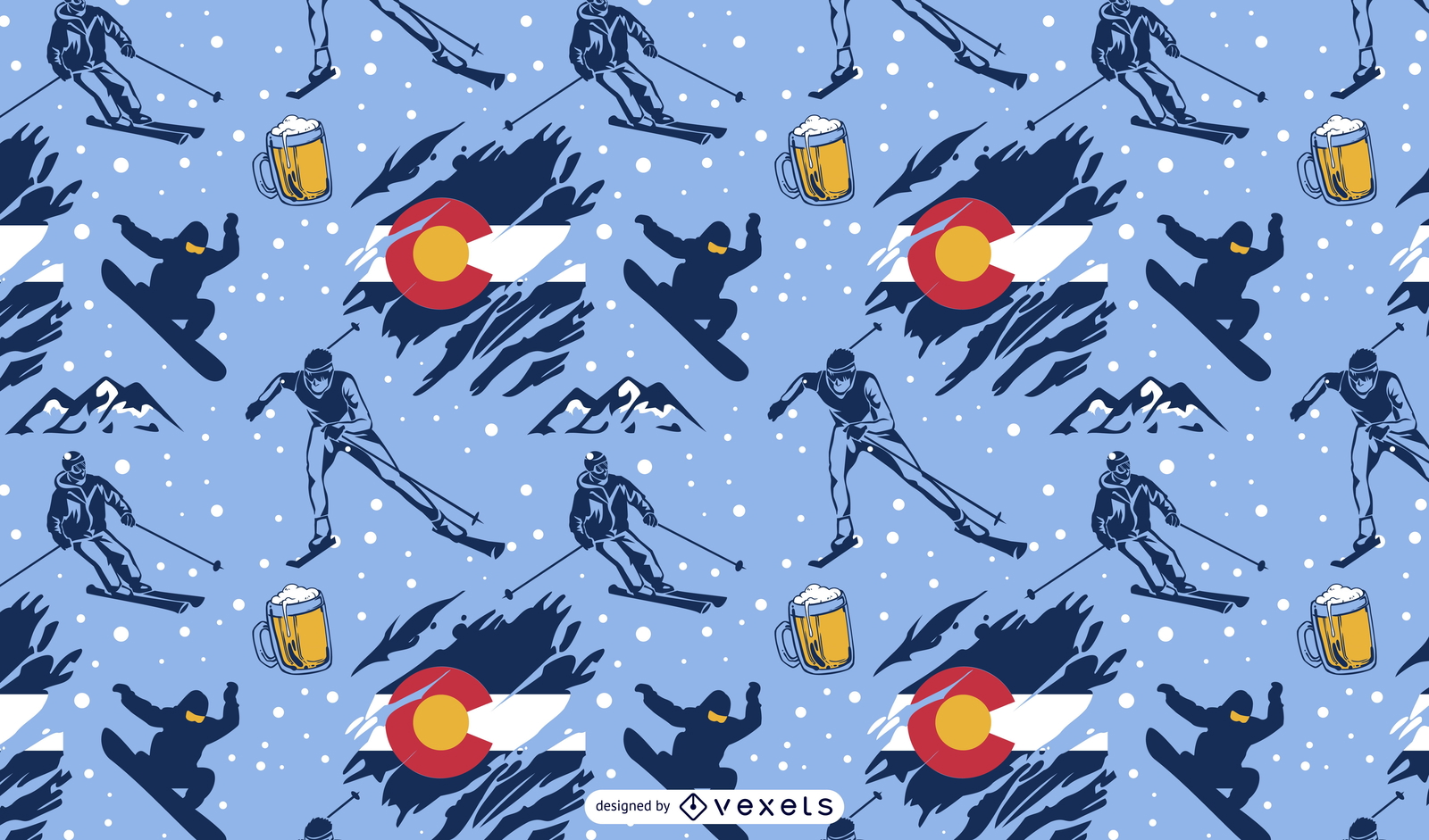 Skiing Sport Colorado Pattern Design Vector Download