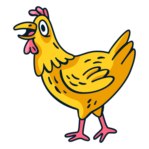 Yellow Chicken Cartoon PNG & SVG Design For T-Shirts