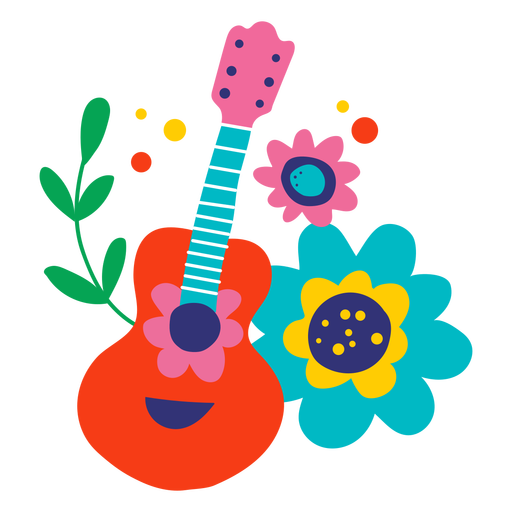 Gitara i kwiaty płaskie PNG \u0026 SVGGitara i kwiaty płaskie PNG \u0026 SVG  