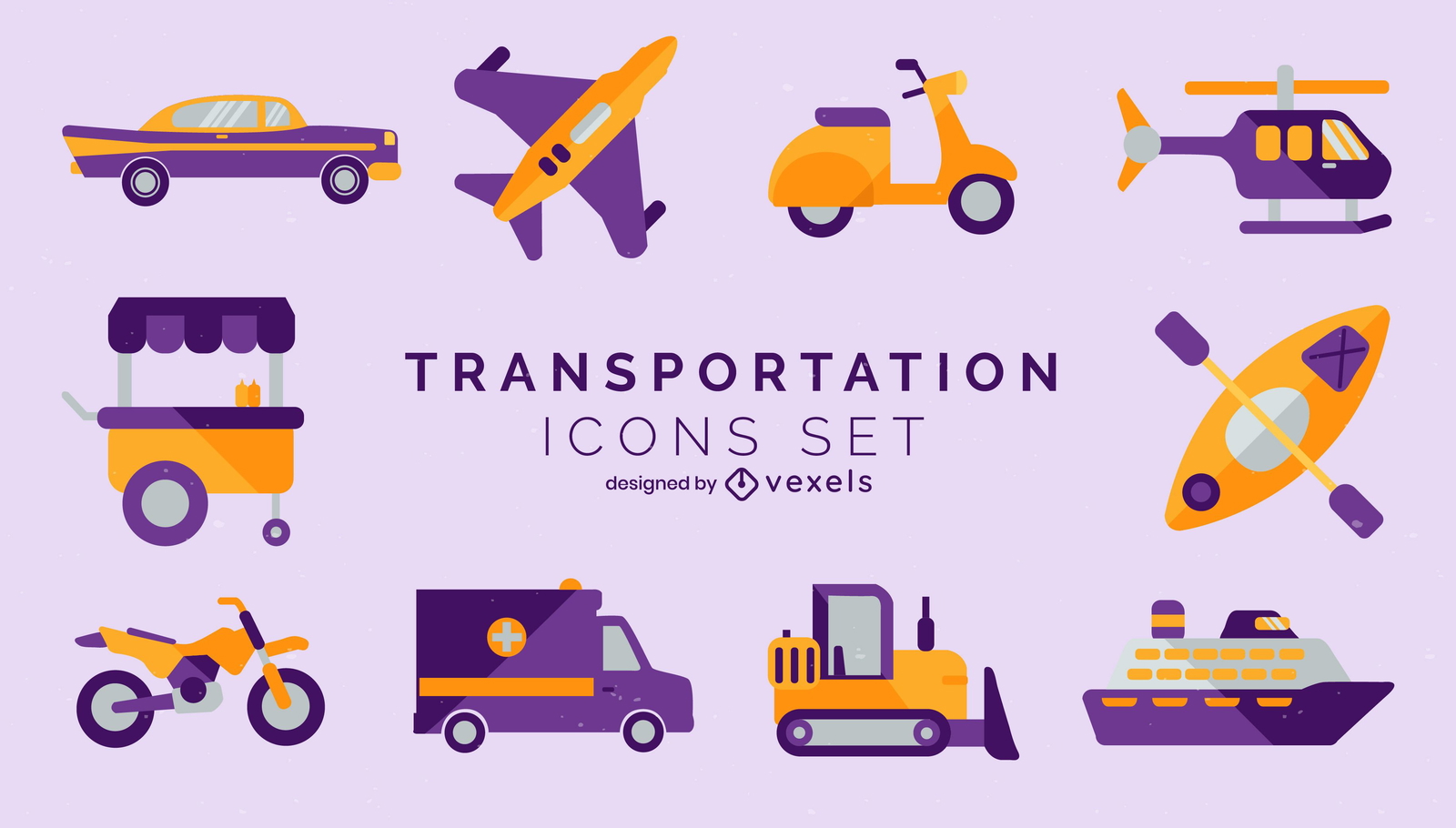 Vetor de Set of transportation means with names. Vector