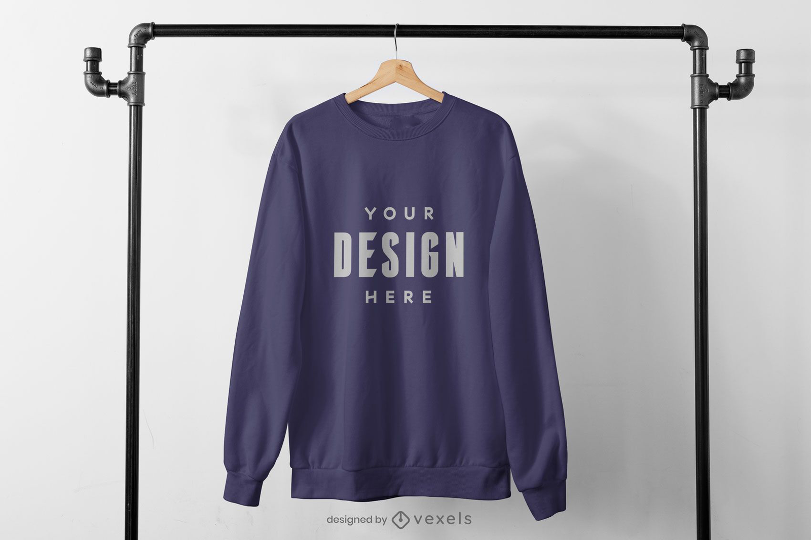 Sweatshirt Hanging From Black Rack Mockup PSD Editable Template