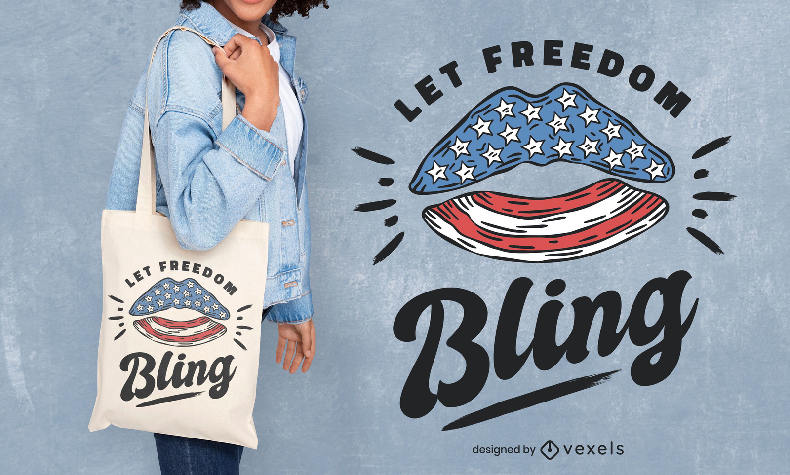 Lassen Sie Die Freiheit Bling Tote Bag Design Vektor Download