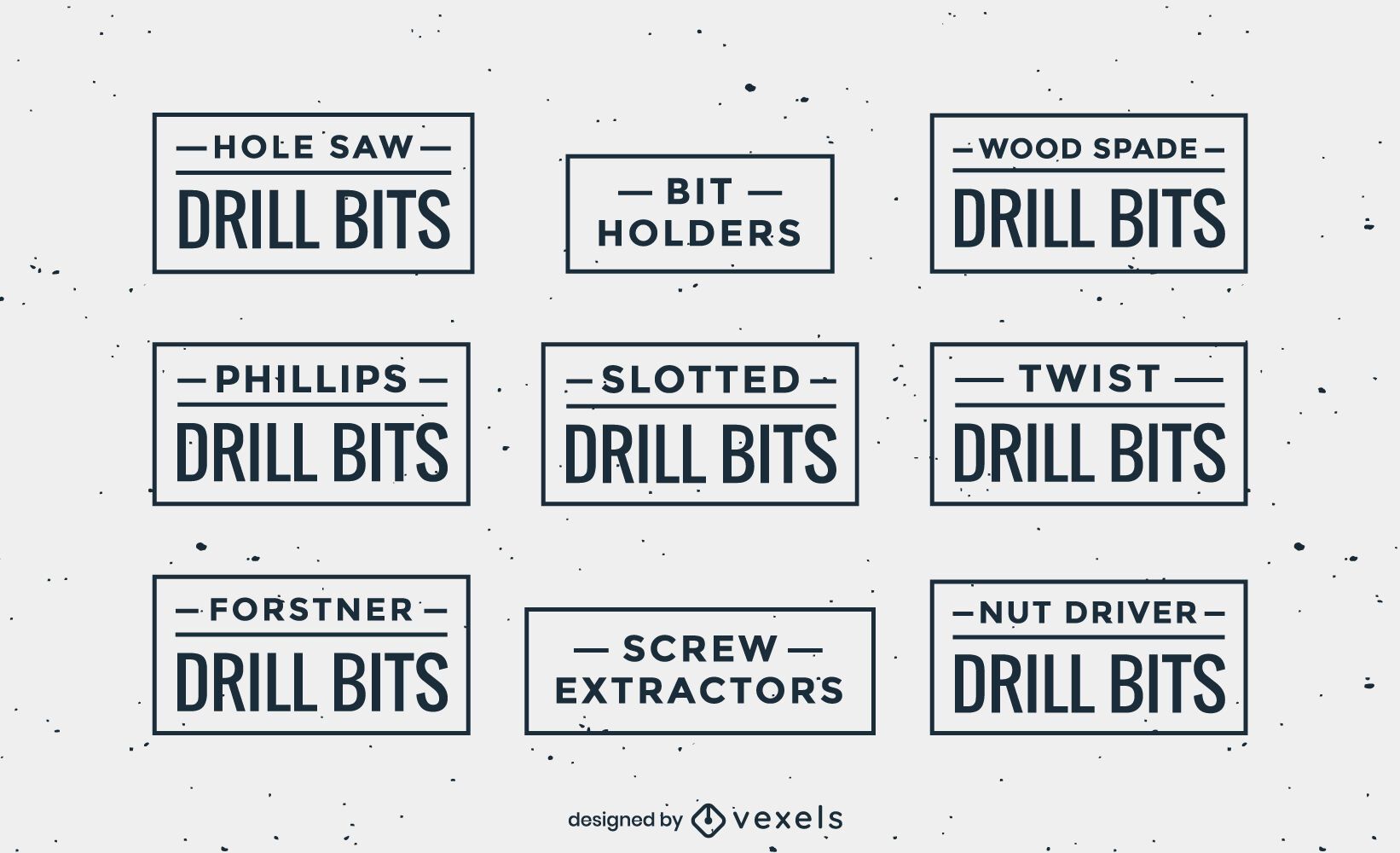 Bit Label Flat Drill Bits Labels Set Vector Download