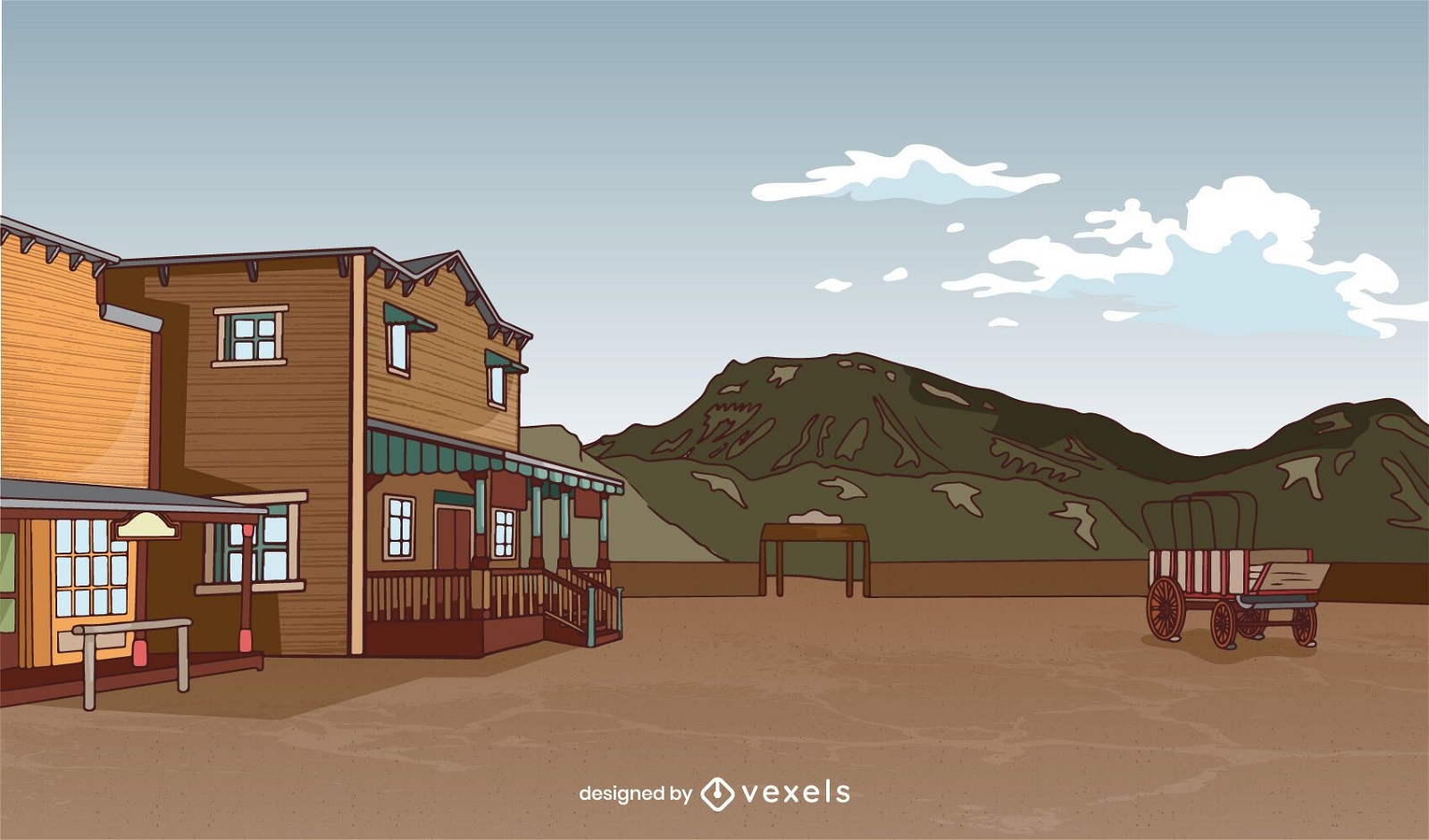 western town backdrop cartoon