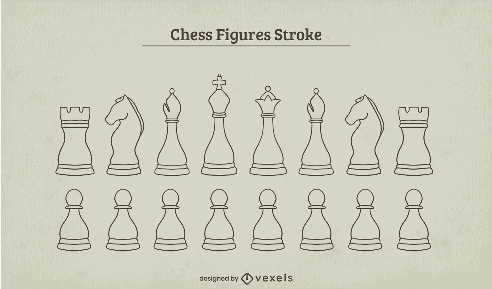 Classic Chess Pieces Stroke Set Vector Download