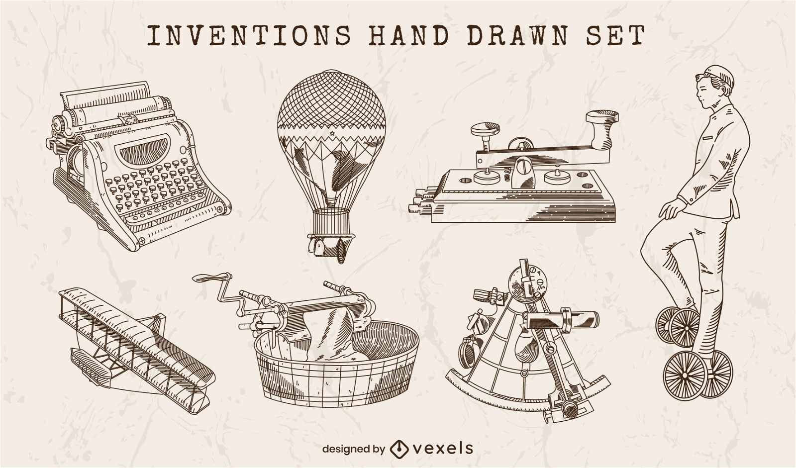 Inventions Hand Drawn Set Of Elements Vector Download