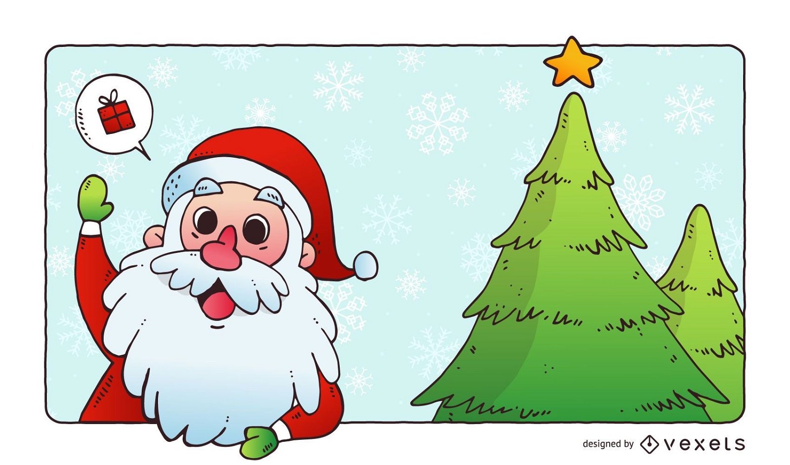 A drawing of Santa Claus riding a reindeer and... - Stock Illustration  [94976057] - PIXTA