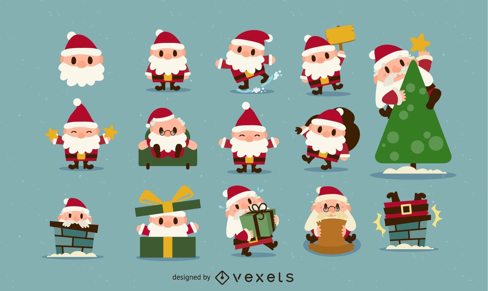 Christmas Santa Icon Set Vector Download