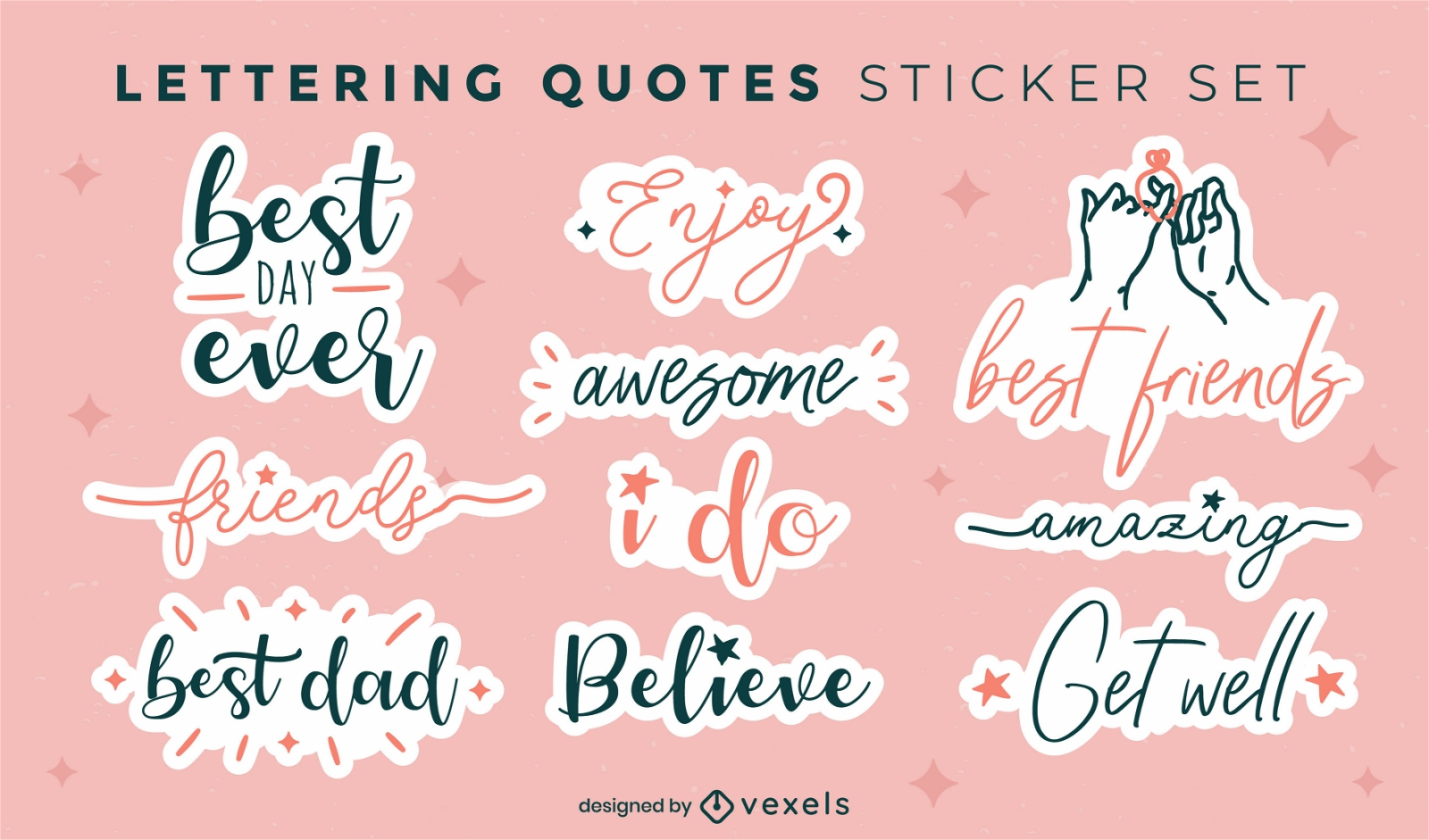 Lettering Positive Quotes Stickers Set Vector Download