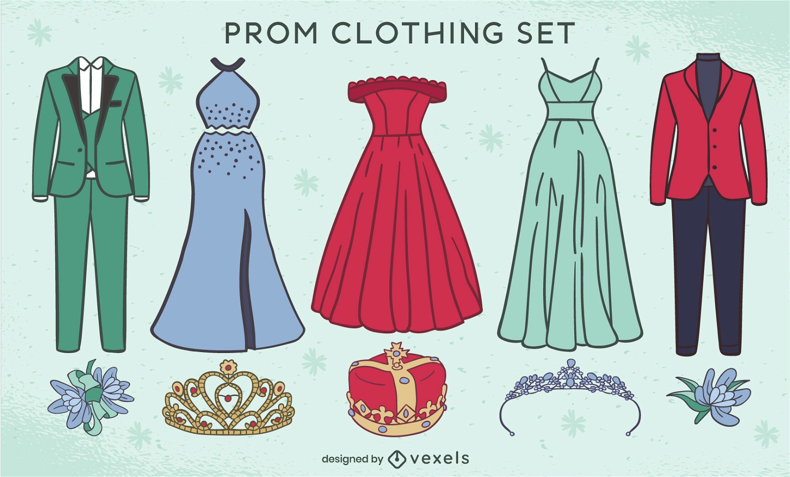Prom Formal Party Clothing Attire Set Vector Download