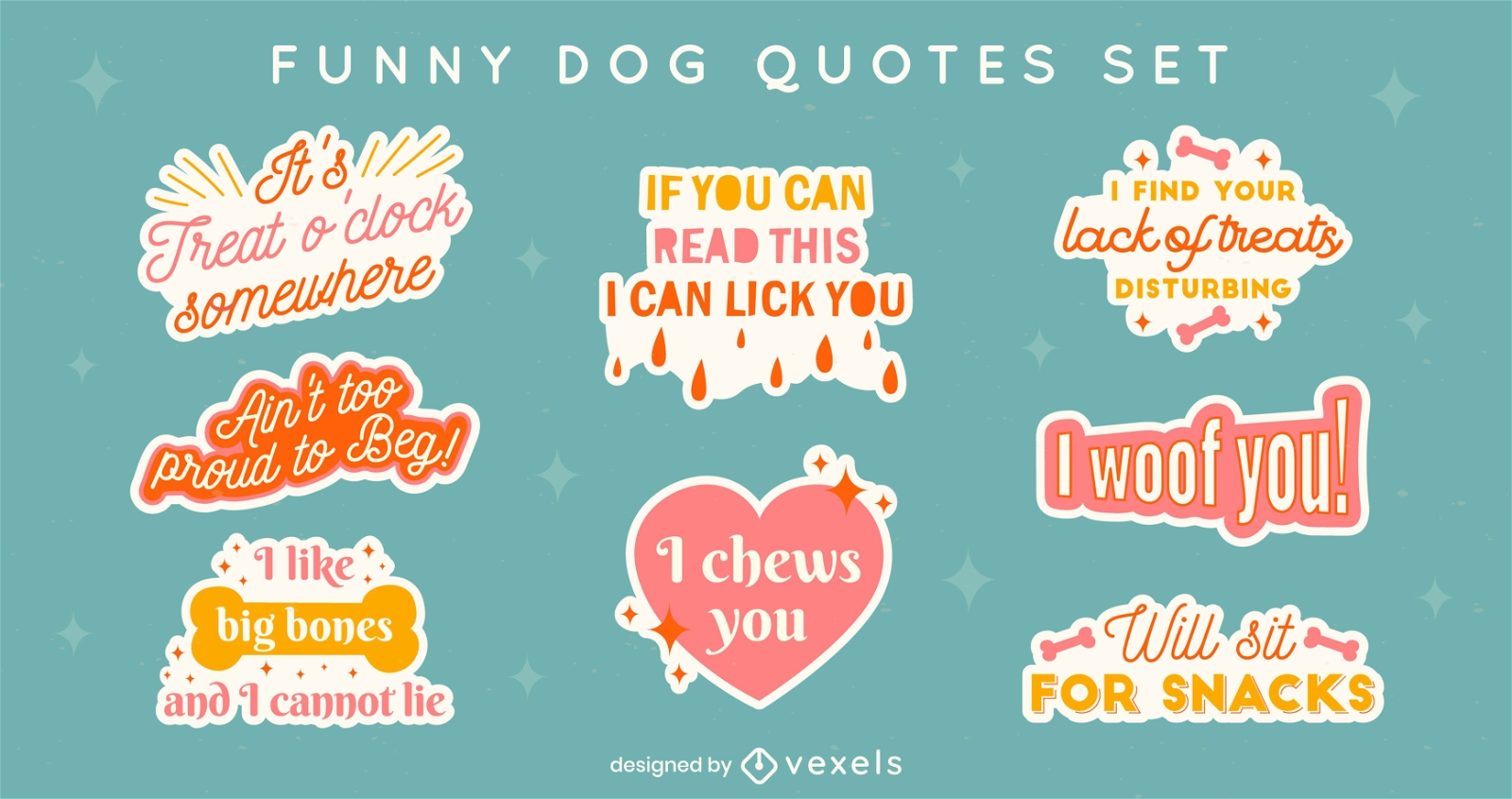 Funny Dog Quotes Badge Set Vector Download