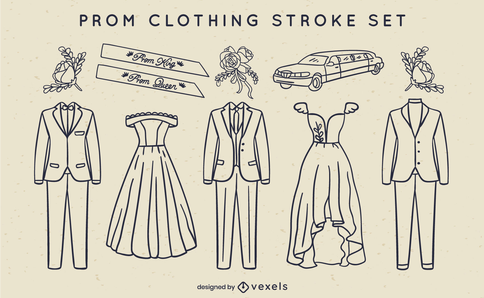 Prom Formal Party Clothing Attire Set Vector Download