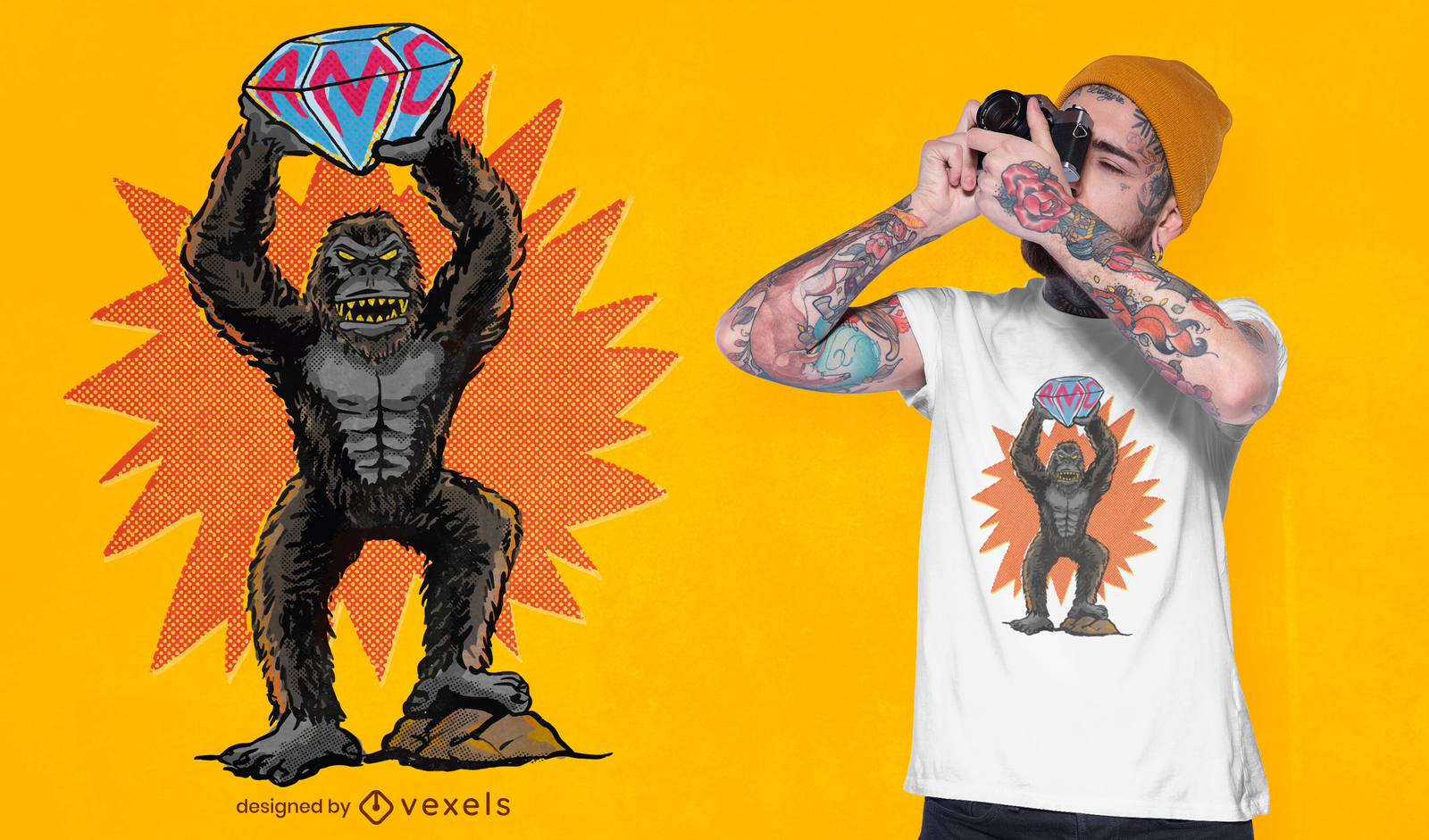 Gangster Gorilla Animal T-shirt Design Vector Download