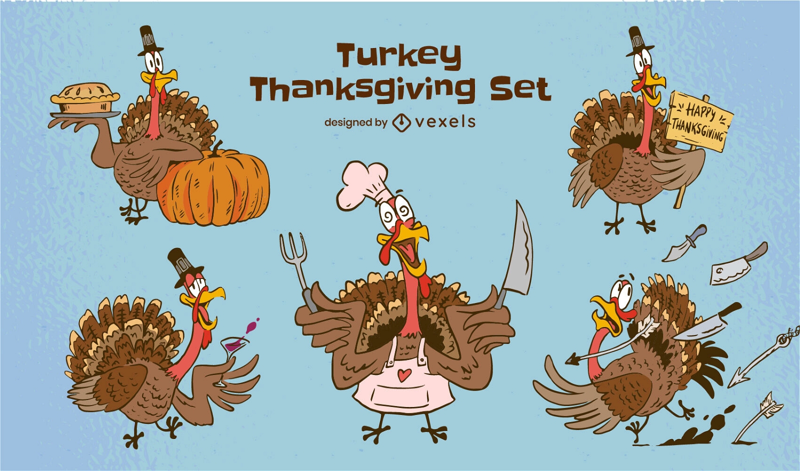 cartoon thanksgiving turkeys