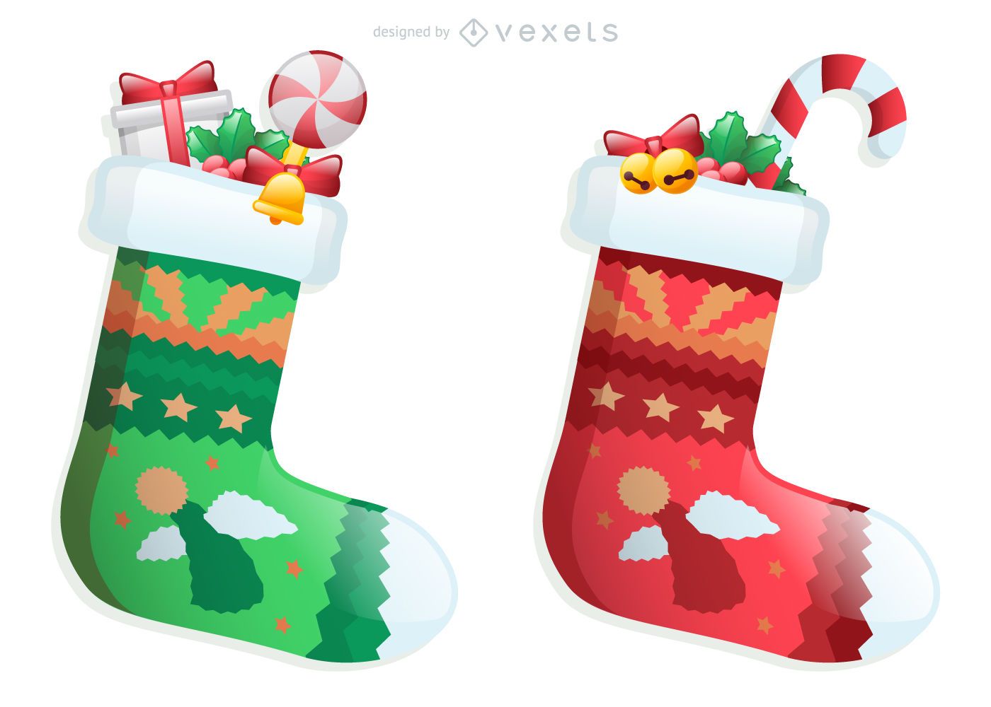 Premium Vector  Christmas sock or stockings for presents cartoon funny  sticker vector illustration