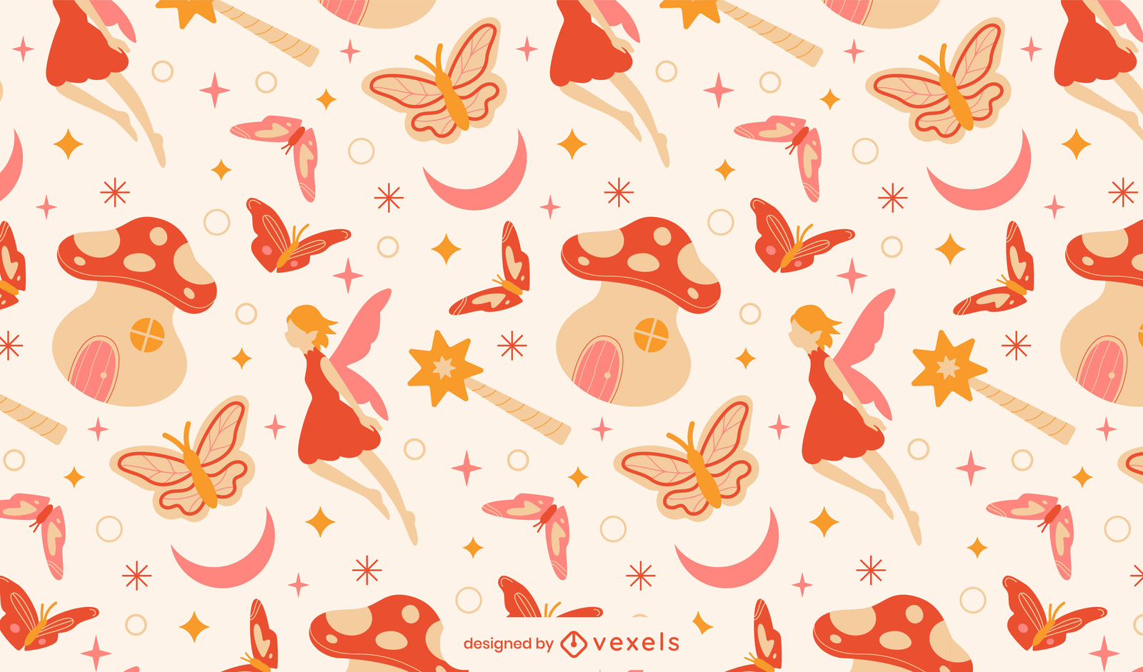 Cute Fairy Creature Fantasy Pattern Design Vector Download