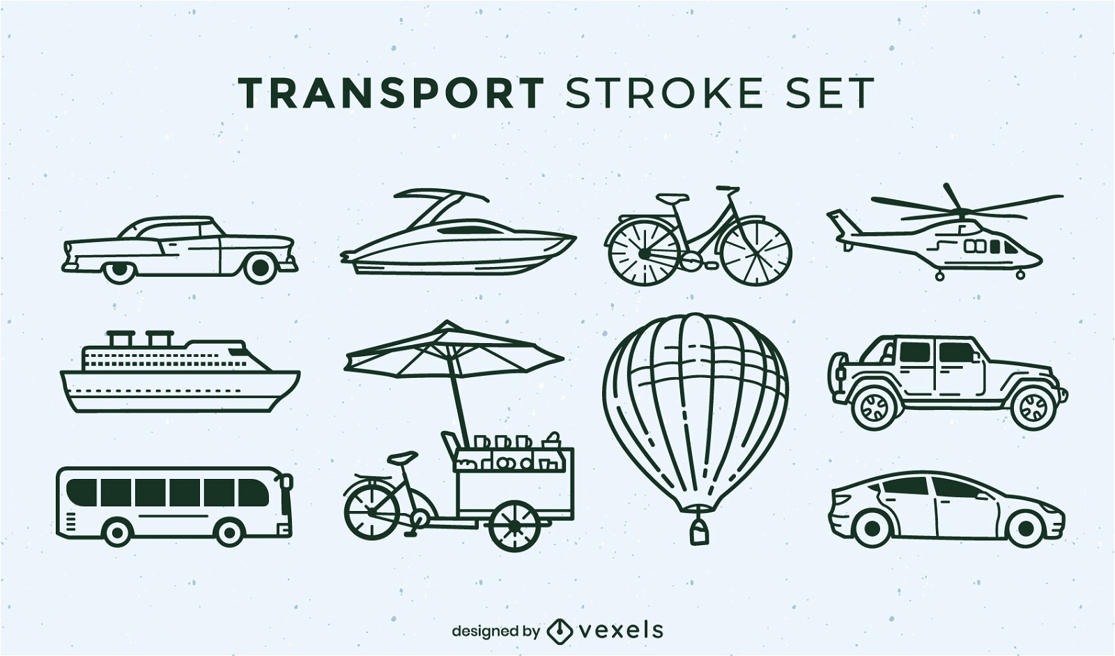 Vetor de Set of transportation means with names. Vector
