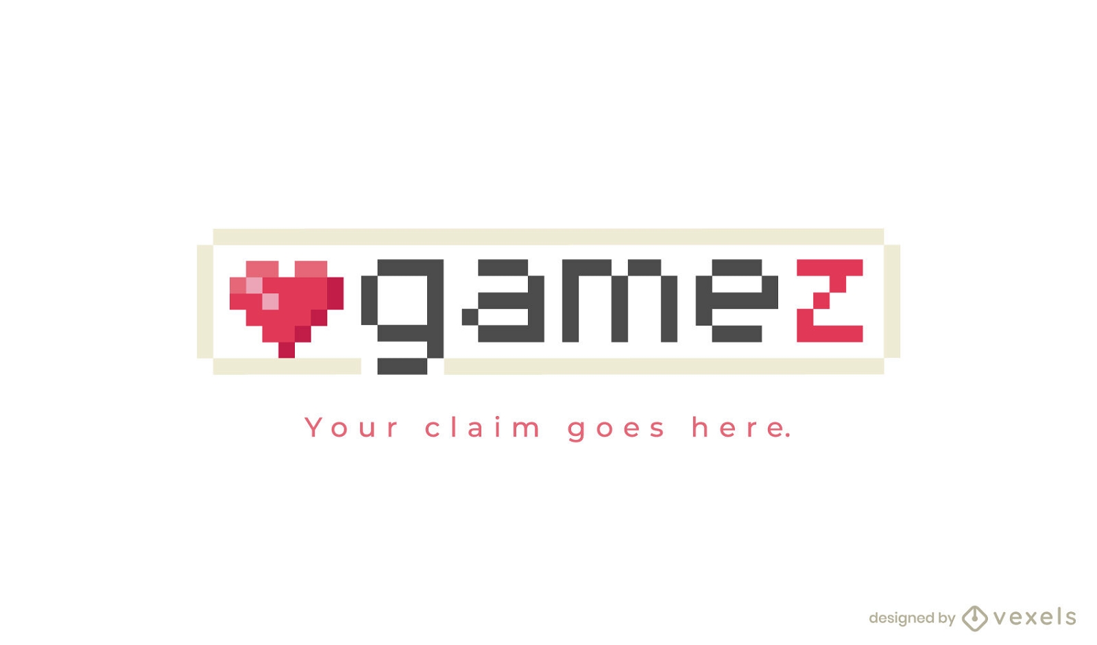 Pixel Art Heart Gaming Logo Vector Download